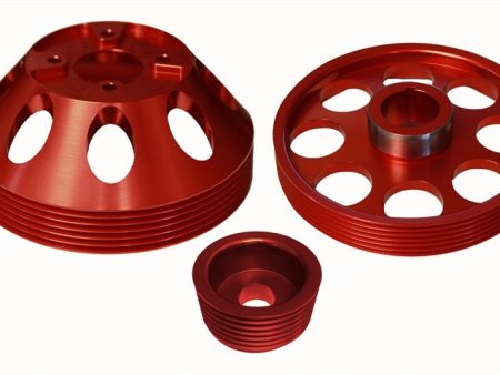 Torque Solution Lightweight WP Crank Alt Pulley Combo (Red): Hyundai Genesis Coupe 3.8 2010+ For Discount