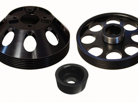 Torque Solution Lightweight WP Crank Alt Pulley Combo (Black): Hyundai Genesis Coupe 3.8 2010+ For Sale