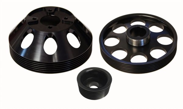 Torque Solution Lightweight WP Crank Alt Pulley Combo (Black): Hyundai Genesis Coupe 3.8 2010+ For Sale